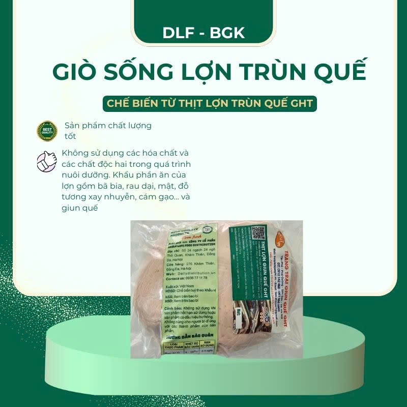 Giò sống lợn trùn quế