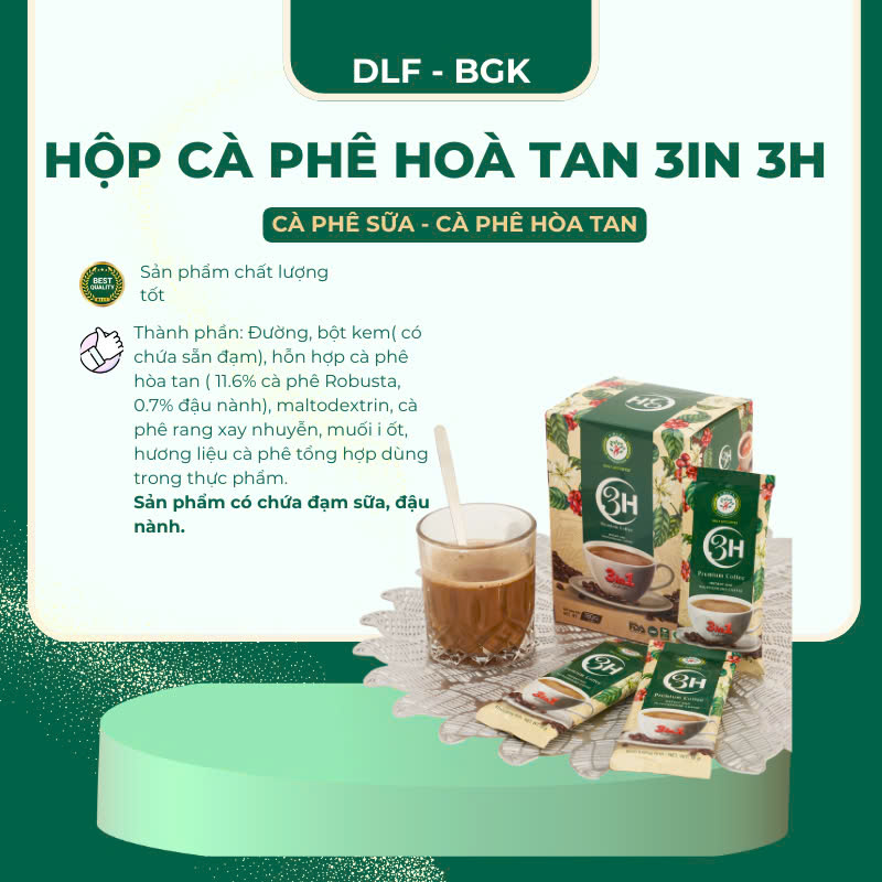 Hộp Cà Phê Hòa Tan 3IN 3H