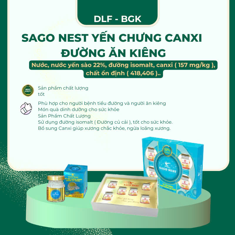 Sago Nest Yến Chưng Canxi Đường Ăn Kiêng